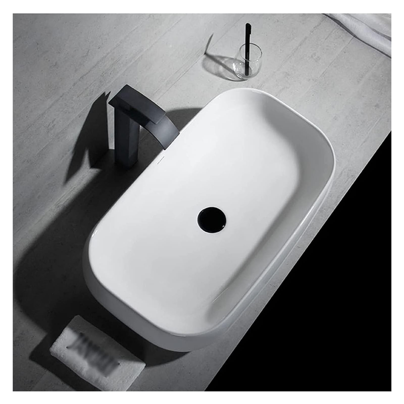Ceramiczna Umywalka Łazienkowa, Umywalka Nablatowa I Odpływ Pop-Up, Porcelanowa Ceramiczna Umywalka Łazienkowa Nablatowa, Umywalka Artystyczna,One Color 720X410X150mm
