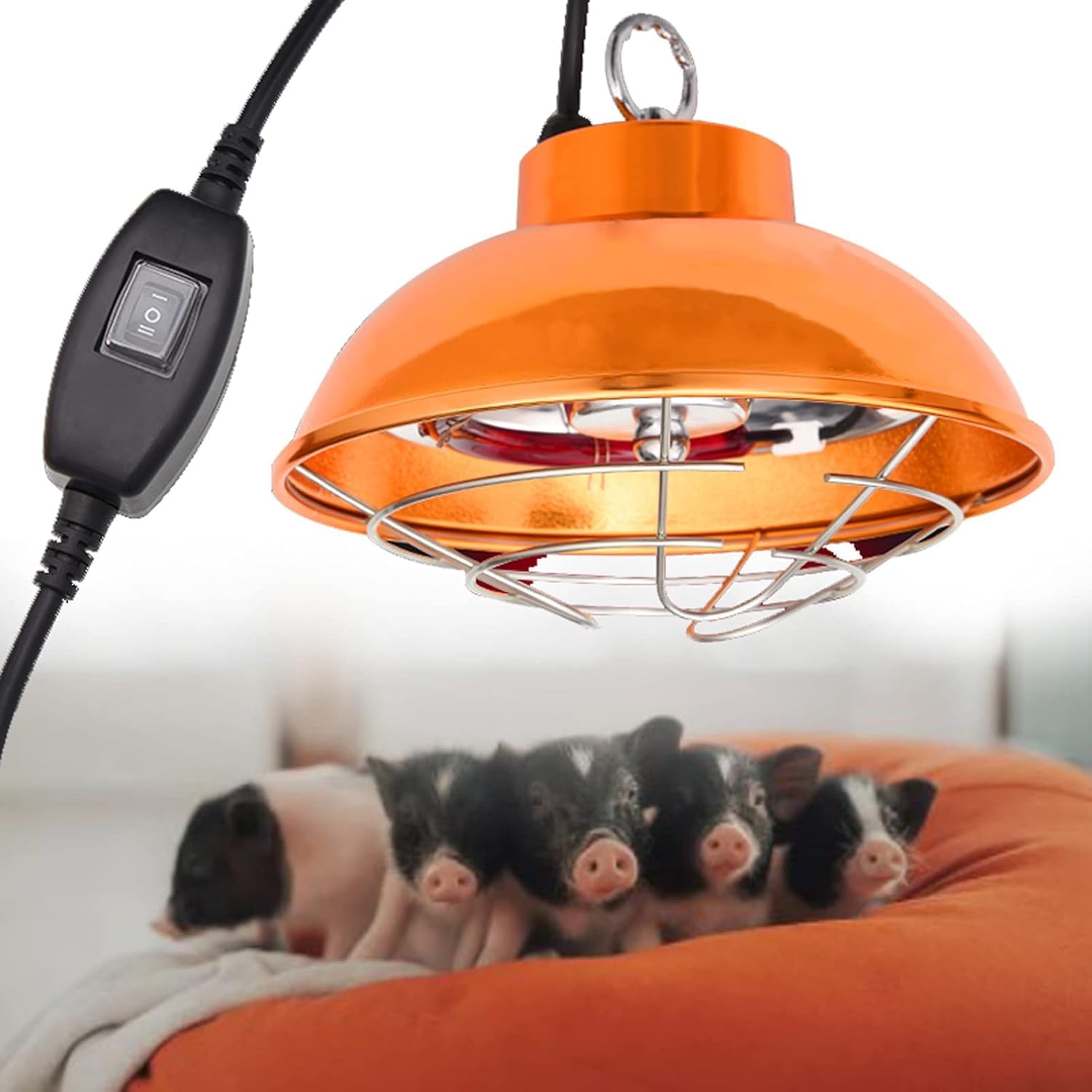 Juego De Lámparas De Calor para Pollitos, Lámpara De Calor Infrarroja para Aves De Corral, para Cachorros Y Gatitos, Incubadora con Tubo Halógeno Y Cadena, Ideal para Cachorros, 20×13cm