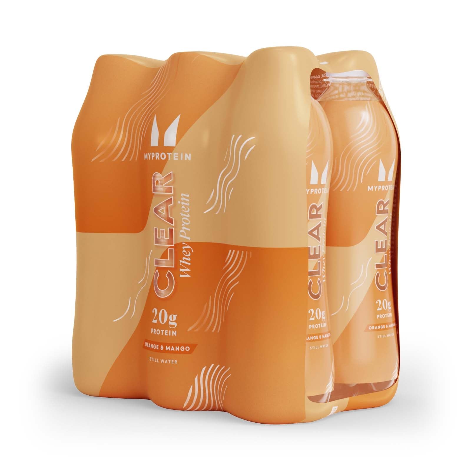 Myprotein Clear Whey Protein Drink - Bebida de proteína de suero de leche, naranja y mango, 0.77 onzas de aislado de suero, cero azúcar y grasa, jugo alto en proteínas listo para beber, 6 botellas de