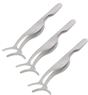 G.S 3 PACK EYELASHES CLIP STAINLESS STEEL FALSE EYELASHES EXTENSION APPLICATOR TOOL FISH CLIP TWEEZERS NIPPER TOOL (SILVER)