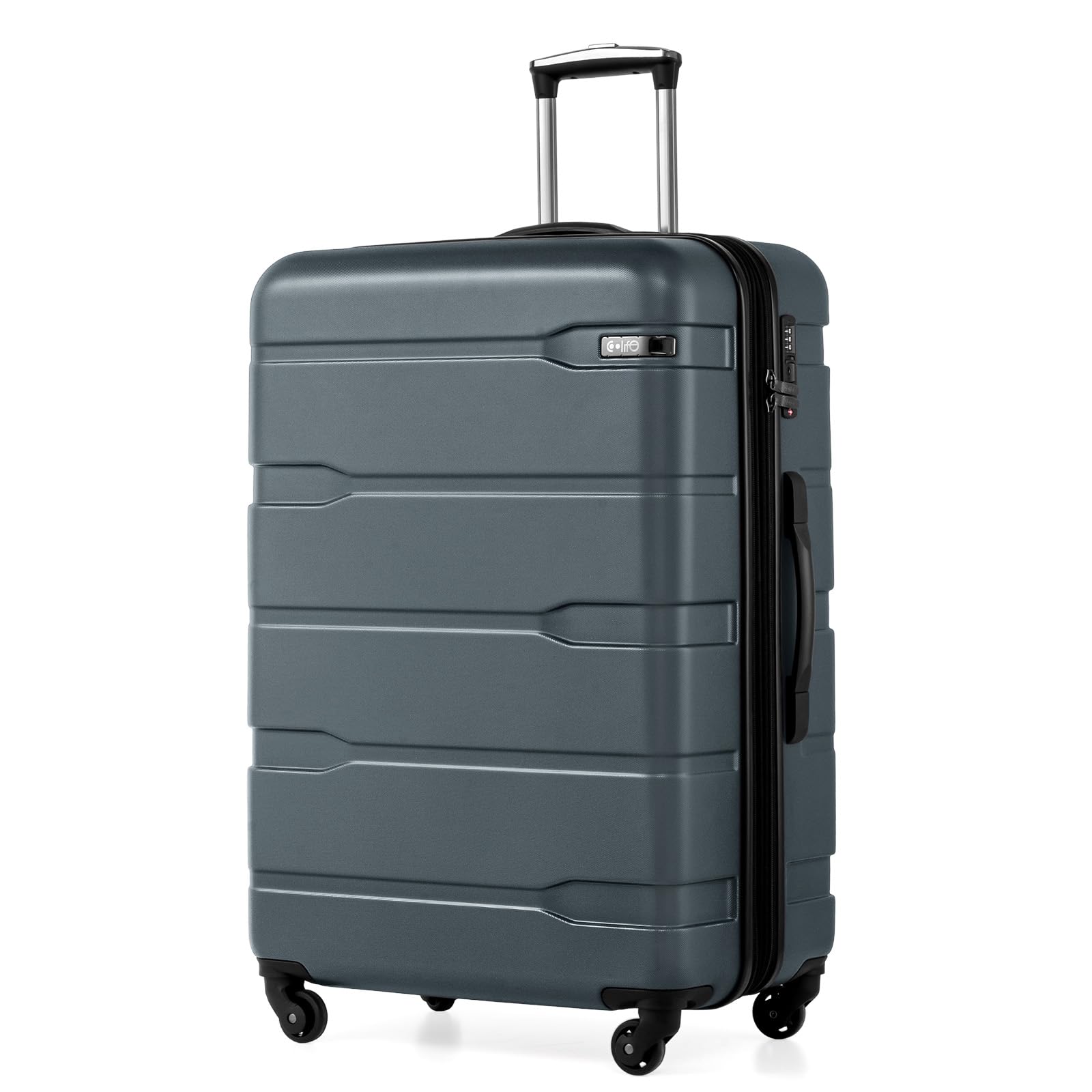 Coolife Expandable Large Checked Luggage Hardside PC+ABS Suitcase with TSA Lock, Lightweight Rolling Carry On with Spinner Wheels(Teal, 28in)