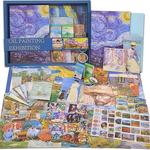 Scrapbooking Supplies Kit Plus 480Pcs, Vintage Van Gogh Oil Painting Aesthetic Scrapbook Kit for...