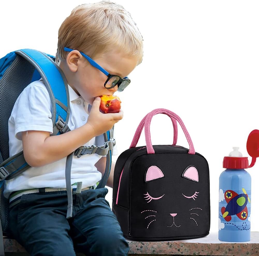 Cute Cat Black School Backpack with Lunch Bag for 8-16 Year Old Girls, Elementary School Bags Bookbags for Kids - Image 8