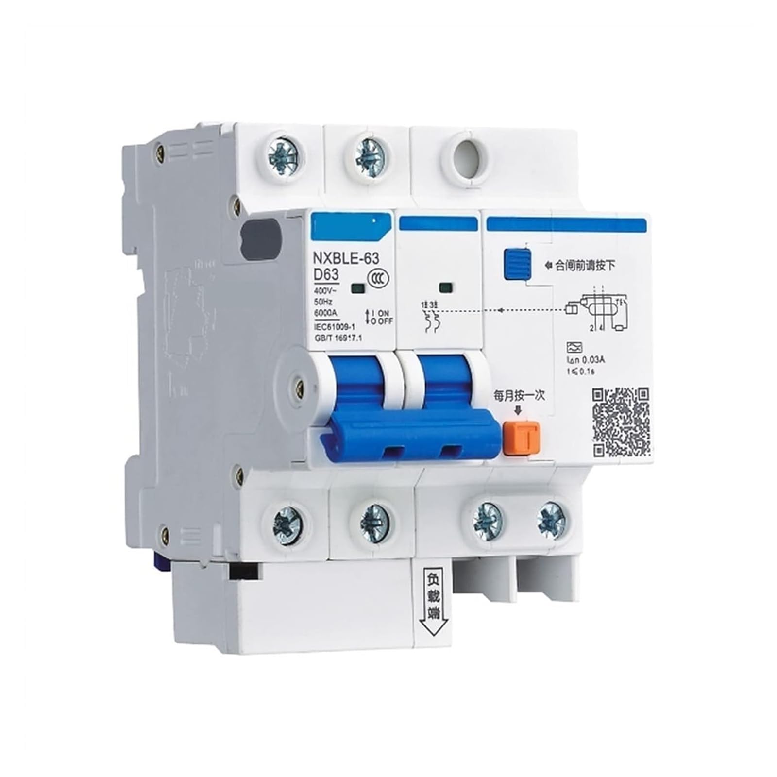 Wyłącznik automatyczny AC230/400V NXBLE32/63/125C typ przeciążenia zwarcie 25 32 40 50 63 80 100 A prąd resztkowy działanie 1 szt. kolor: 1P N rozmiar: NXB (3P N, NXBLE-32 C20)