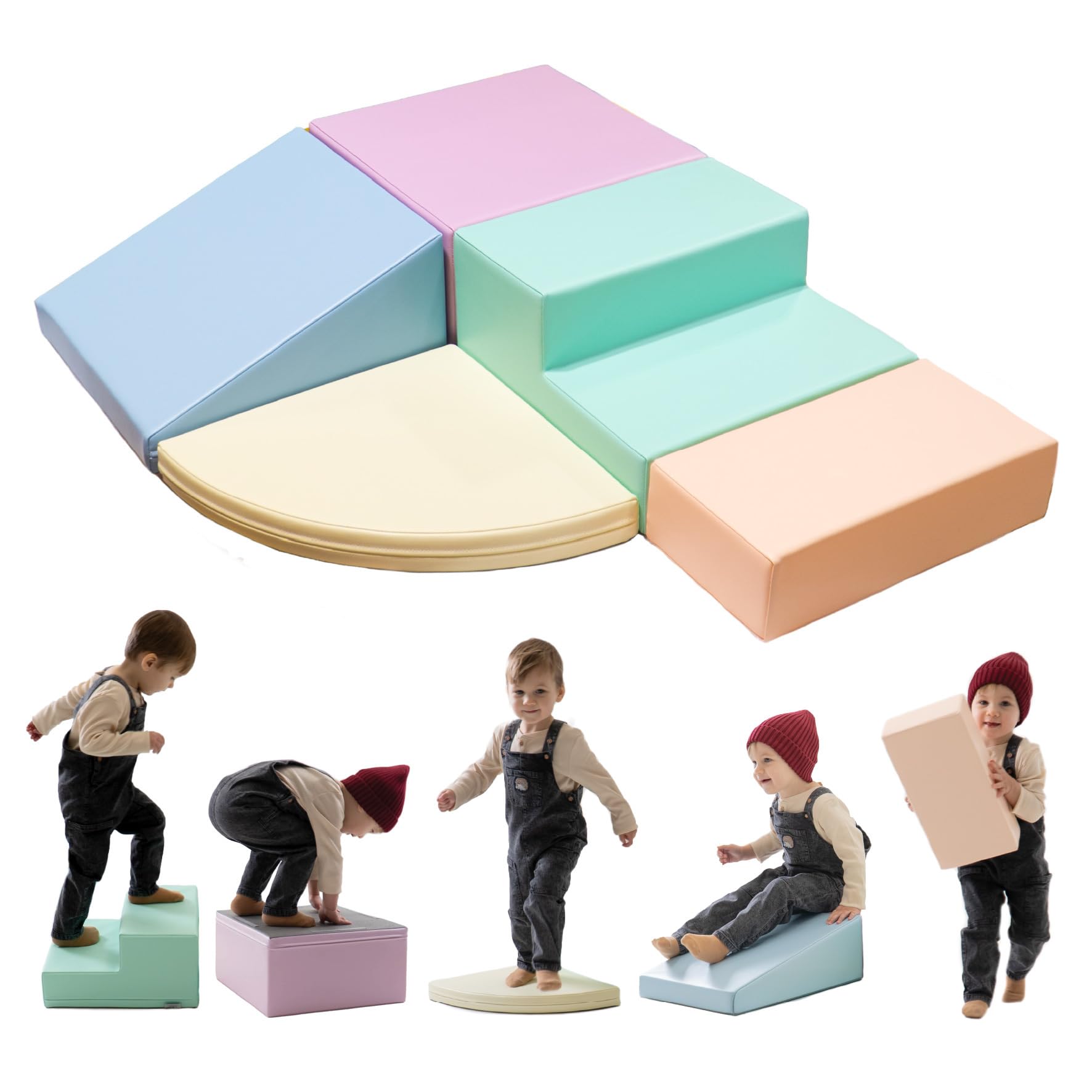 IGLU Soft Play Corner Climber Soft Play Shapes with Anti Slip Indoor Soft Play Equipment Blocks for Motor Skill Development (light pastel)