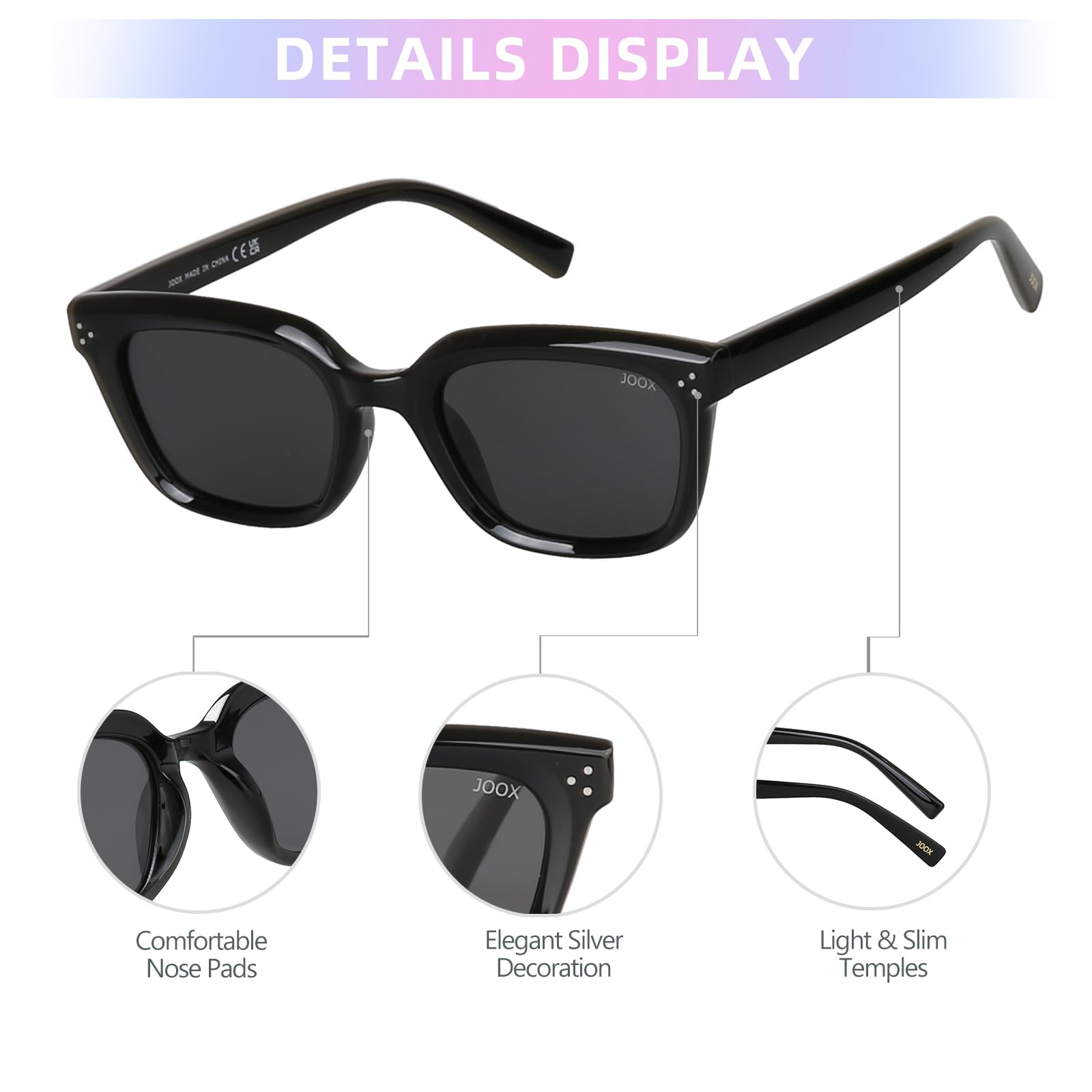 JOOX Classici Polarizzati Occhiali da Sole da Donna ummo UV400 Protezione, Vintage Rettangolari Occhiali Uomo Quadrati Sunglasses per Pesca Guida Shopping Spiaggia Viaggo