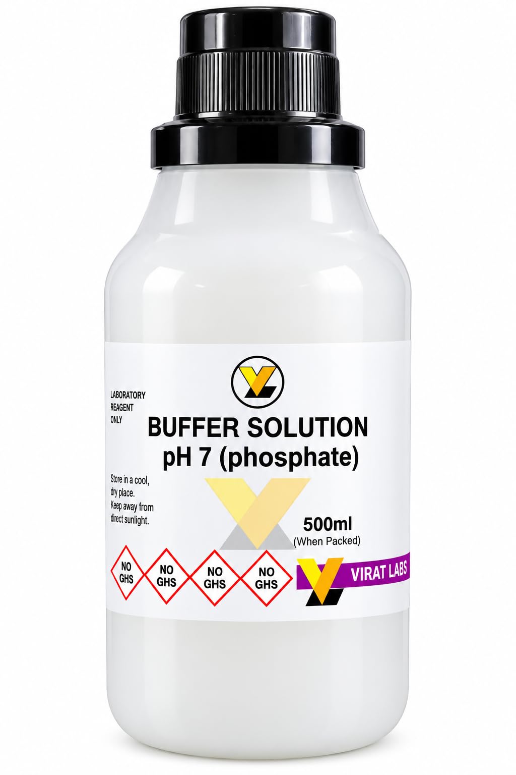 buffer solution ph 7 phosphate liquid 500ml for lab testing | density 1.01, research use, liquid form, ph 7 standard, phosphate based