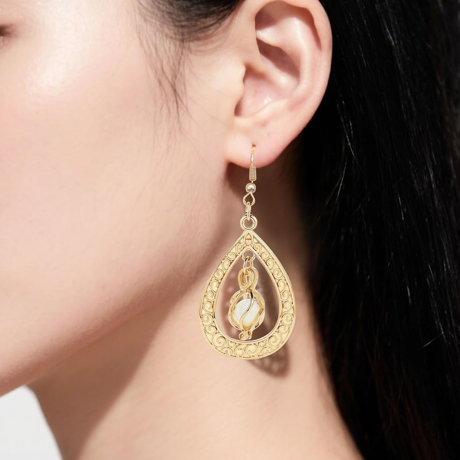 EEQQBZ Glow in The Dark Silver Teardrop shape Earrings,Fantasy Glowing Jewelry Charm - Image 4