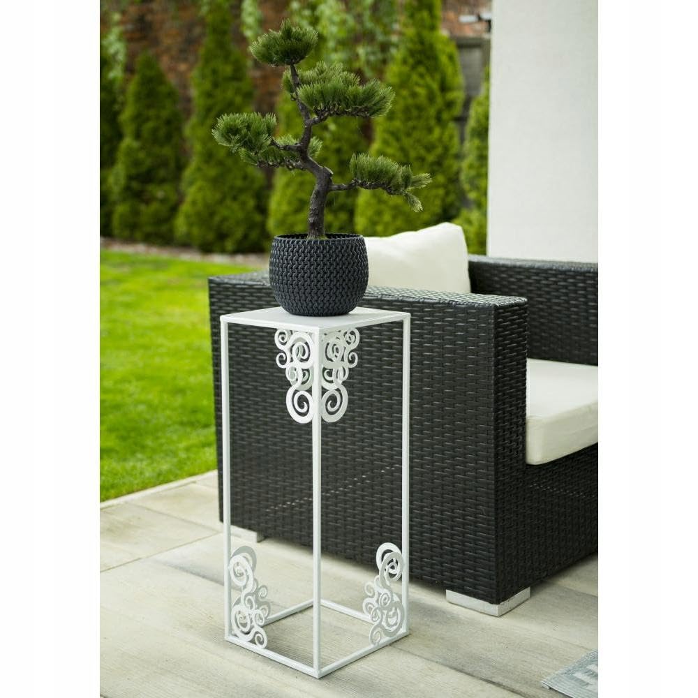 Supporto per piante in metallo, stile moderno, 80 cm, bianco