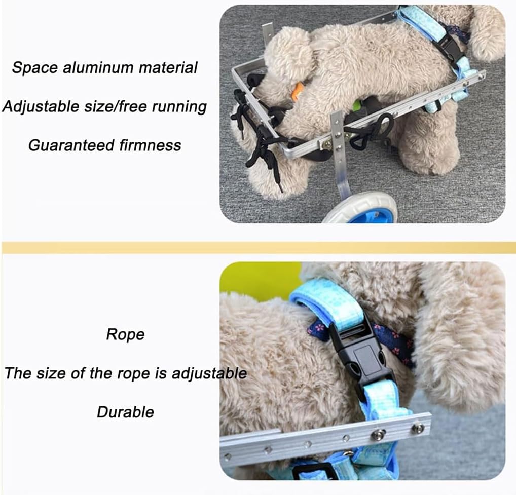 Lightweight Adjustable Dog Wheelchair - Aluminum Cart for Disabled Pets, Ideal for Hind Legs Rehabilitation & Training, Perfect for Dogs with Mobility Issues