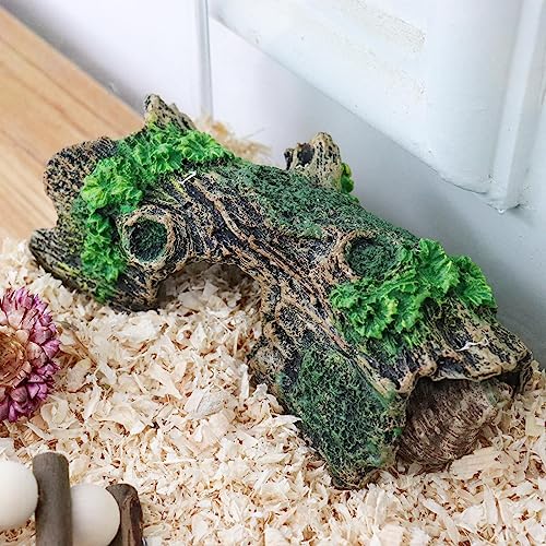 Image of Oooct Hermit Crab Climbing Toy, Aquarium Betta Fish Hideout Caves, Resin Hollow Tree Trunk Ornament, Tank or Aquarium Decorations, Climbing and Hide Toy for Reptile Lizard Newt Hermit Crab