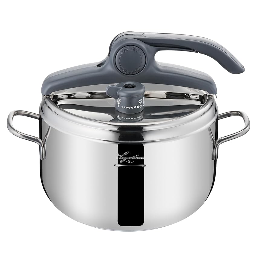 Lagostina Irradial Control Pentola A Pressione 5 L In Acciaio Inox 18/10 Ø 22 Cm, Pentola Induzione E Gas, Coperchio Con Apertura Facilitata, Fondo Irradial Plus Triplo Strato