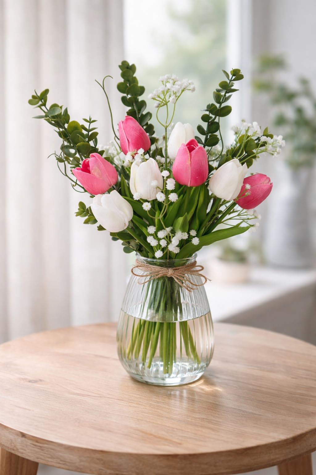 Divyakosh Artificial Flowers for Home Decoration, Flora for Decor | Artificial Flowers for Vase (VASE NOT Included) Home Decor Items for Living Room, Ready-to-FitArtificial Tulip Flower Bunch |