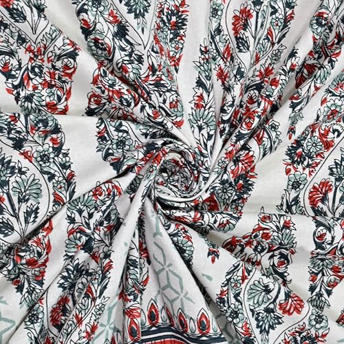 Image of 100% Cotton Single Bedsheet with 1 Pillow Cover | 240 TC Pure Cotton Flat Bed Sheet | Traditional Jaipuri Printed Bedding Set | Soft & Breathable | 60 x 90 Inch (Rangmahal Single 29)