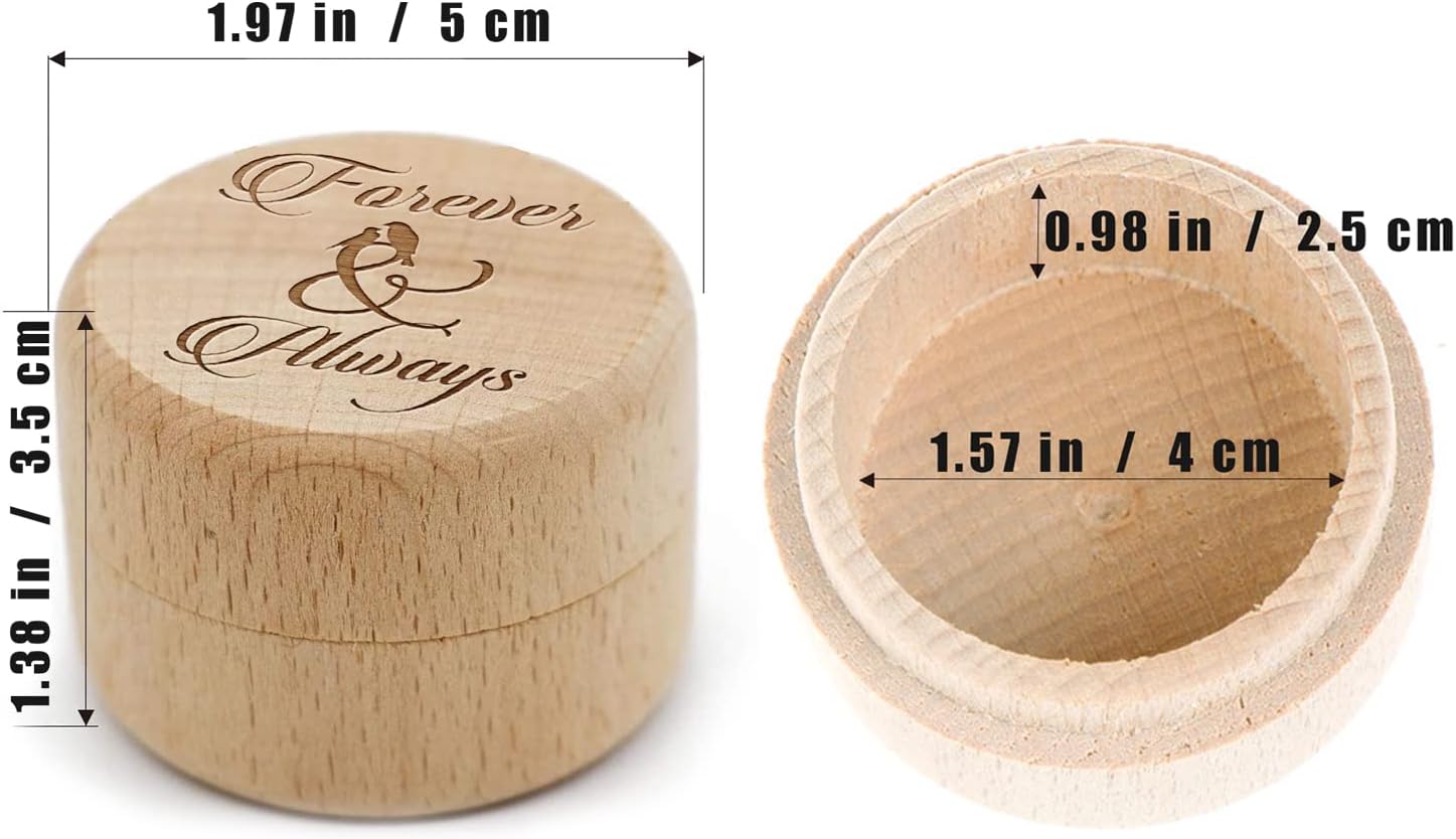 Zhuper Ring Box for Wedding Ceremony,Wedding Ring Box,Ring Bearer Box,Engagement Ring Box,Ring Box for Proposal, Forever and Always Wooden Ring Box
