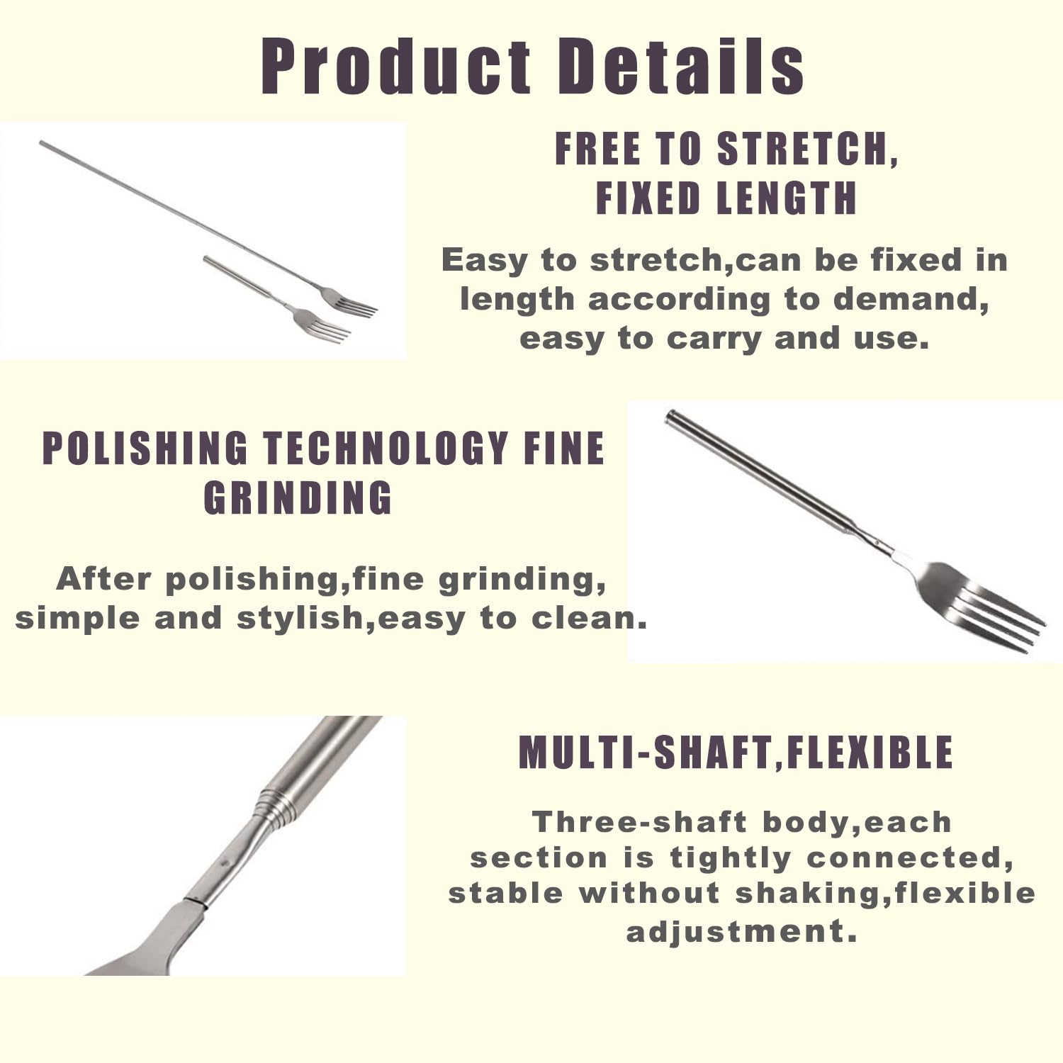 3 Pcs Extendable Forks, BBQ Telescopic Forks Stainless Steel 8.7-25.4Inch Long Handle Fork Barbecue Cutlery Telescopic Toasting Dinner Fruit Dessert pranks for adults gag gifts (3) — Amazon image 5