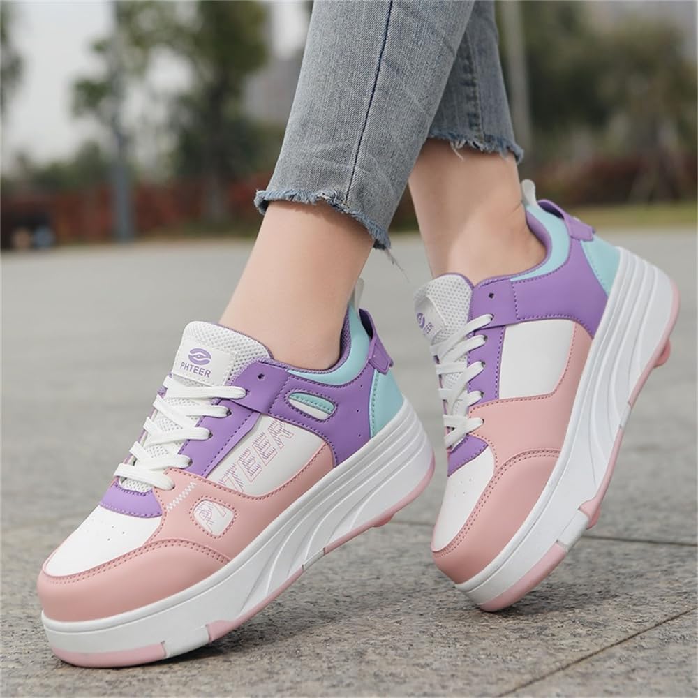 Mateju Schuhe mit Rollen für Kinder - Rosa, 32 EU - Multifunktional, 2-in-1 Skateboardschuhe - Hochzeit, Lässig, Sport