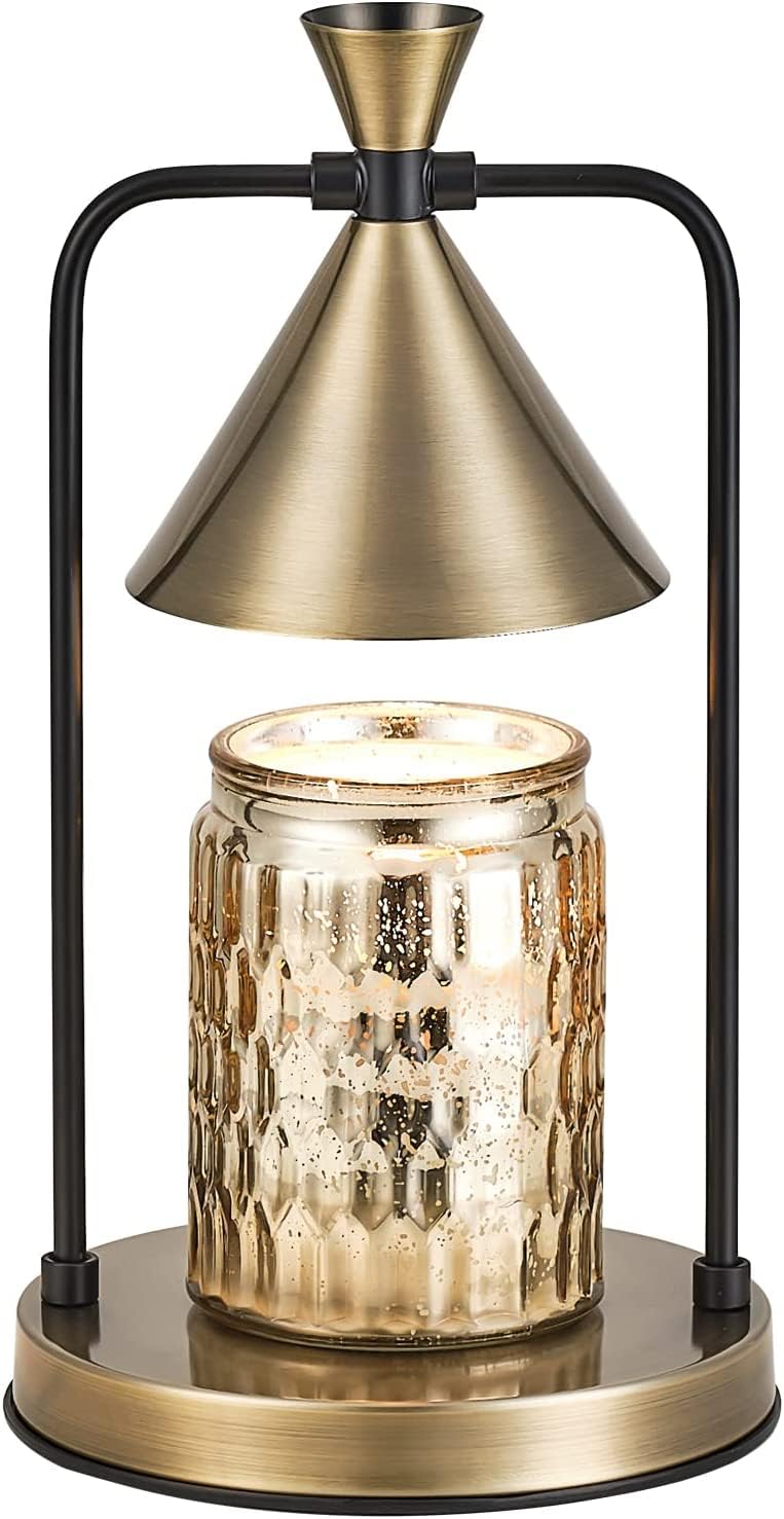 Sabia Metal Vintage Candle Warmer Lamp,Candle Lamp with 2 Bulbs,Dimmable Candle Light,Compatible with Small & Large Candle, Aromatic Candle Holders for Home Decor (Gold)