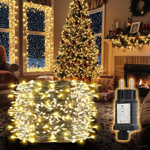 SALCAR LED Cluster Lichterkette Draht Weihnachtsbaum, 5m 200er LED...