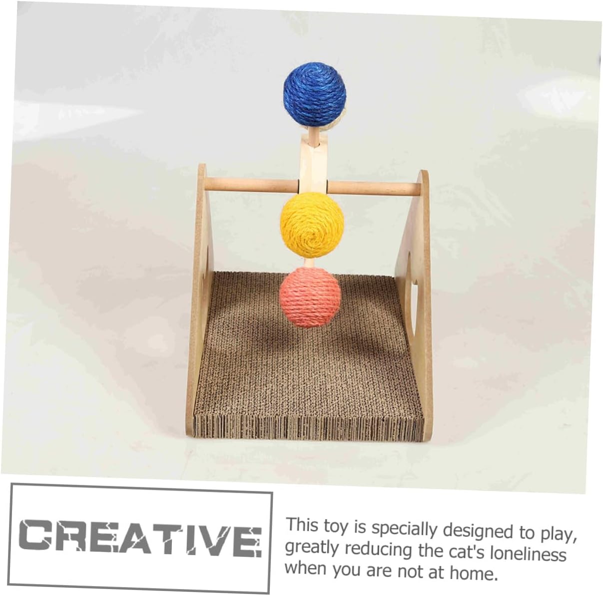 jojofuny Cat Scratching Board and Rope Ball with Ferris Wheel Design, Small Corrugated Cardboard Scratcher for Indoor Kitten Exercise and Claw Maintenance Random Color