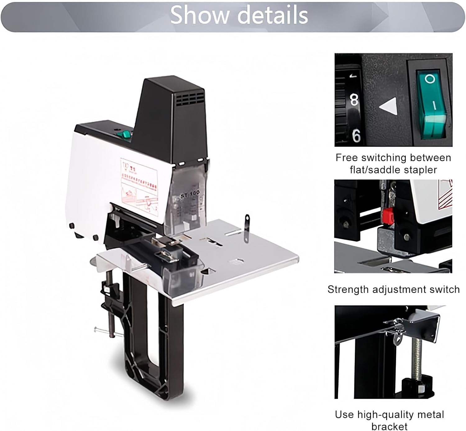 Cucitrice a Sella elettrica Automatica per carichi Pesanti - Raccoglitore Automatico 106 per Rilegatura Piatta e di Libri, capacità di 210 Punti Metallici, rilegatrice Versatile