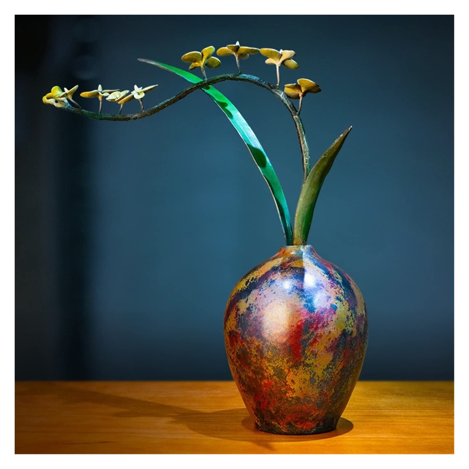 Dekoracje na biurko Orchidea miedziana ozdoba przedpokoju wazon TV do salonu szafka dekoracje na biurko biurowe Akcesoria do biurka domowego