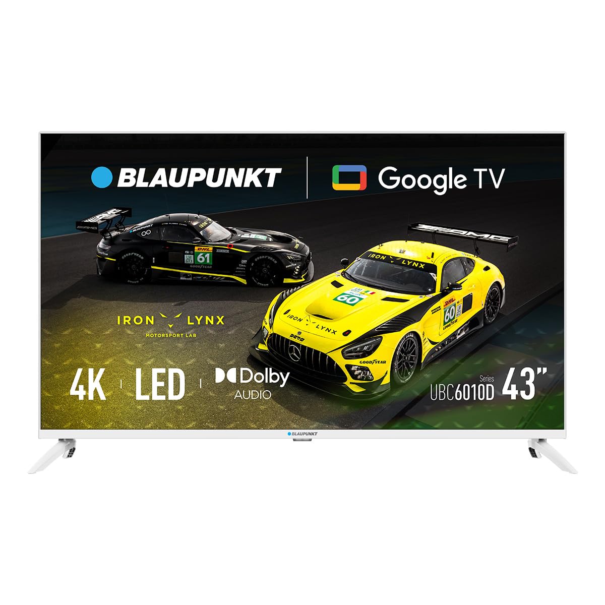 Blaupunkt Smart TV 4K 43UBG6010S, 108 cm (43 Pulgadas), LED LCD, Google TV, Bluetooth y Wi-Fi, HDR, Dolby Atmos, Color Blanco | Dolby Audio, HDR, MEMC, Wi-Fi Dual Band y Bluetooth 5.0, Blanco