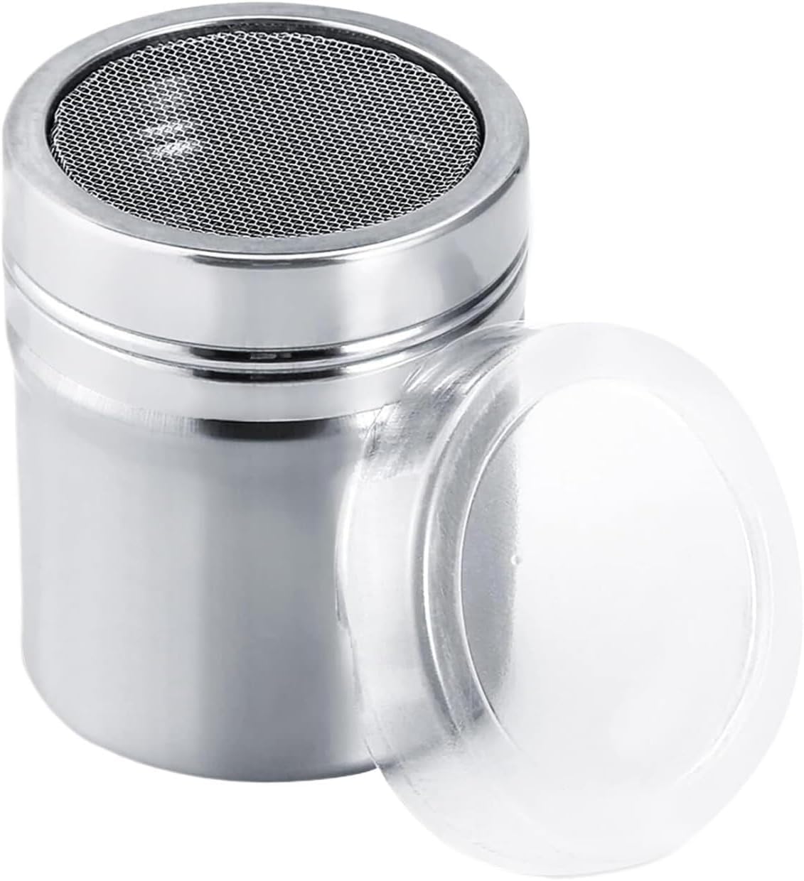 KYUEPONG Sugar Container, Sugar Dispenser,Fine Mesh Shaker,Powder Stainless Steel with Lid Duster Sifter for Cinnamon Icing