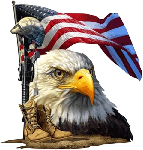 Built USA - Adhesivo de vinilo con la bandera de Estados Unidos Salute Our Flag Bald Eagle de 5.5 x 2.5 pulgadas para paredes, puertas, automóviles,