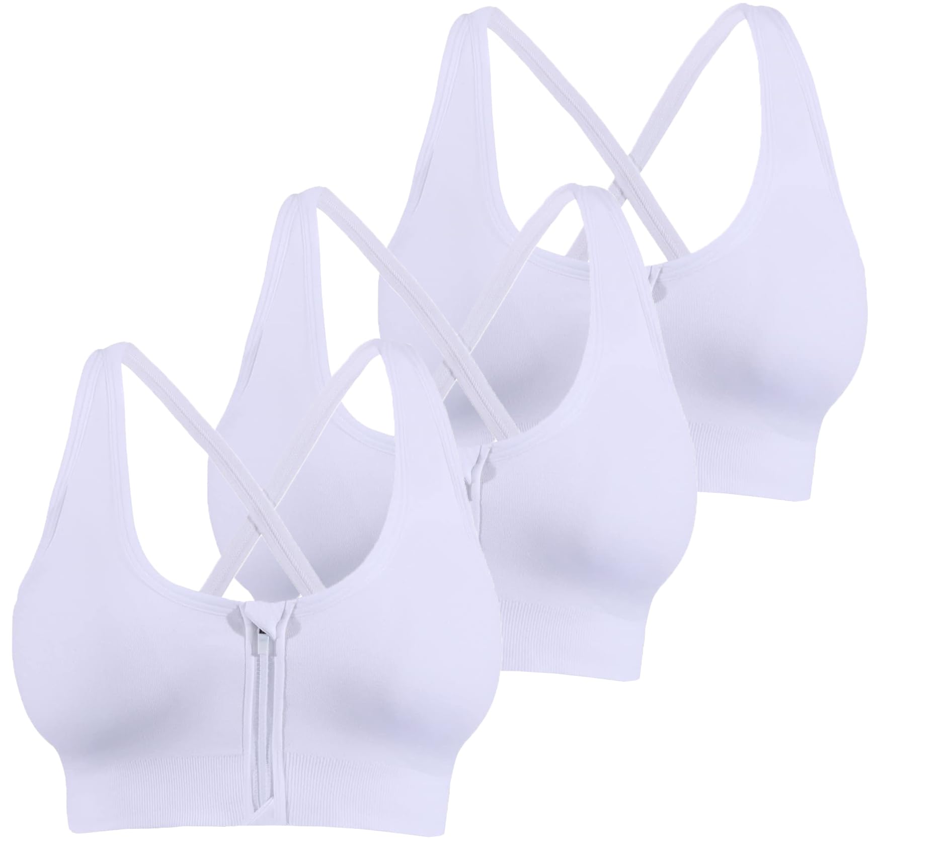 AKAMC 3 Pack Women's Medium Support Cross Back Wirefree Removable Cups Yoga Sport Bra