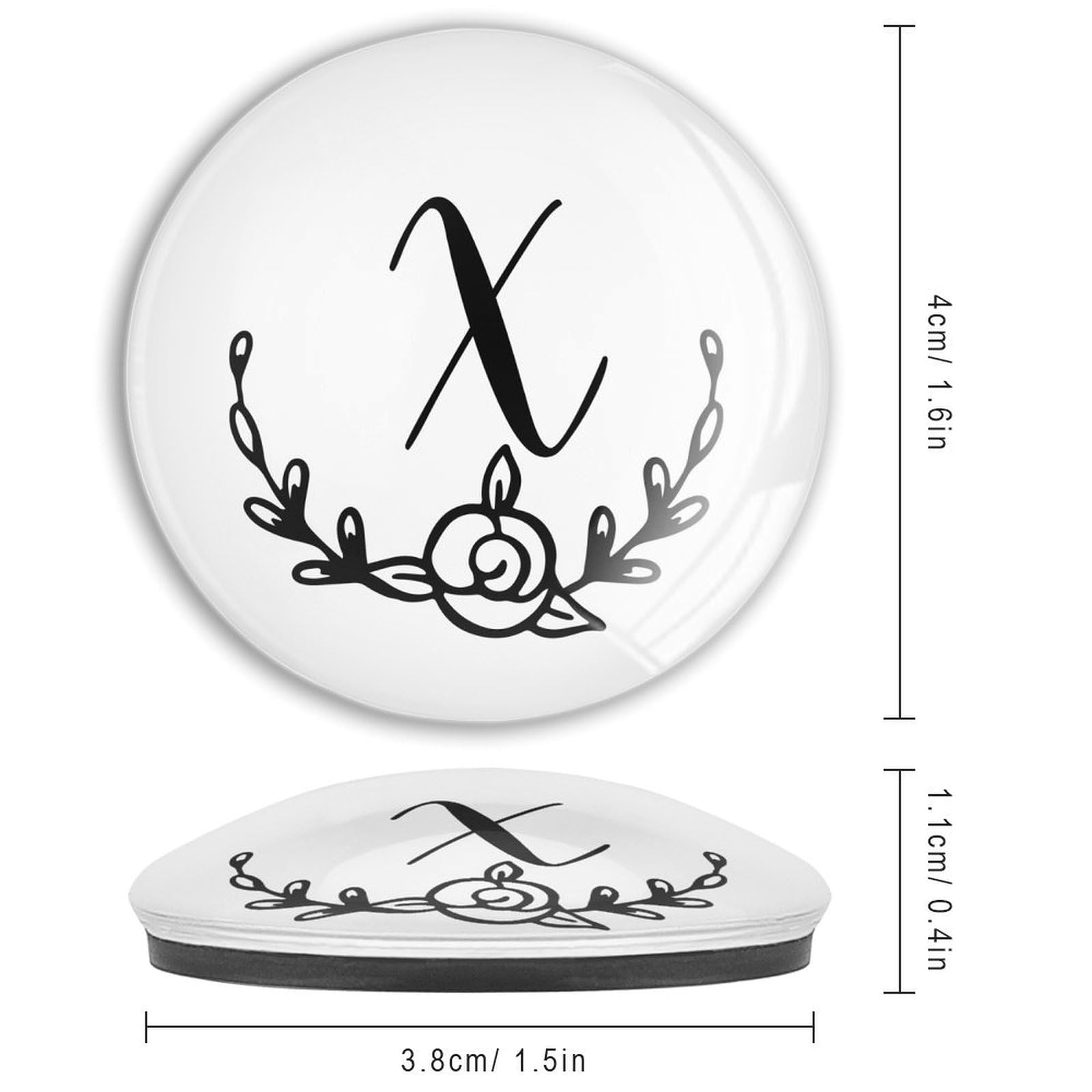 Glasmagnete mit Initialen-X-Buchstabe, Kühlschrank-Monogramm, Blumenkranz, starke Magnete, Familienmagnete für Kühlschrank, niedliche Glas-Kühlschrankmagnete für Büro, Schränke, Zuhause,