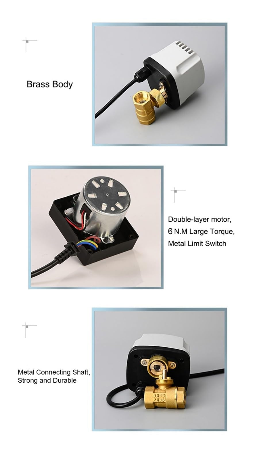 Válvula de bola Válvula de bola motorizada a prueba de agua Latón IP65 Tres cables Dos controles Tres cables Un control Puede reemplazar la válvula solenoide Piezas de válvulas de apertura y cierre de