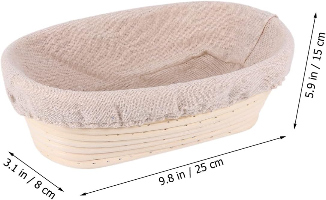 UPKOCH 2sets Rattan Proofing Basket for Sourdough Bread Baking Oval Shape with Removable Fabric Liner Cover Natural Material Smooth for Bakers