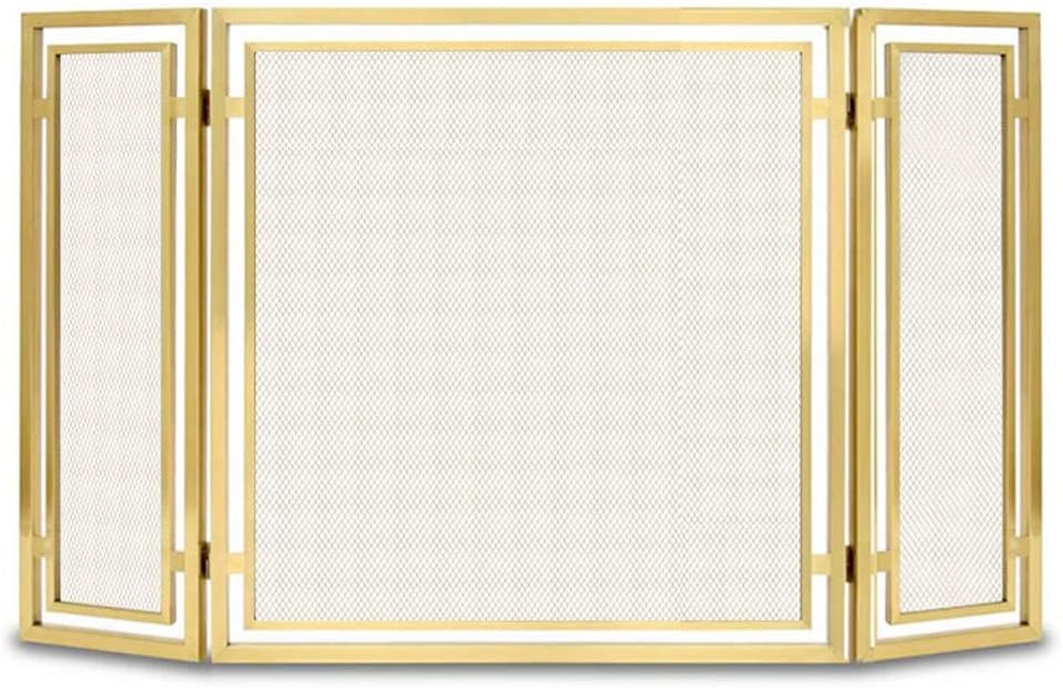 Fire Place Screen Fireplace Screen 3 Panel Foldable Fire Cover Large Fireplace Screen Living Room Fireproof Metal Mesh Fireplace Cover Decorative Fireplace Screen(B)