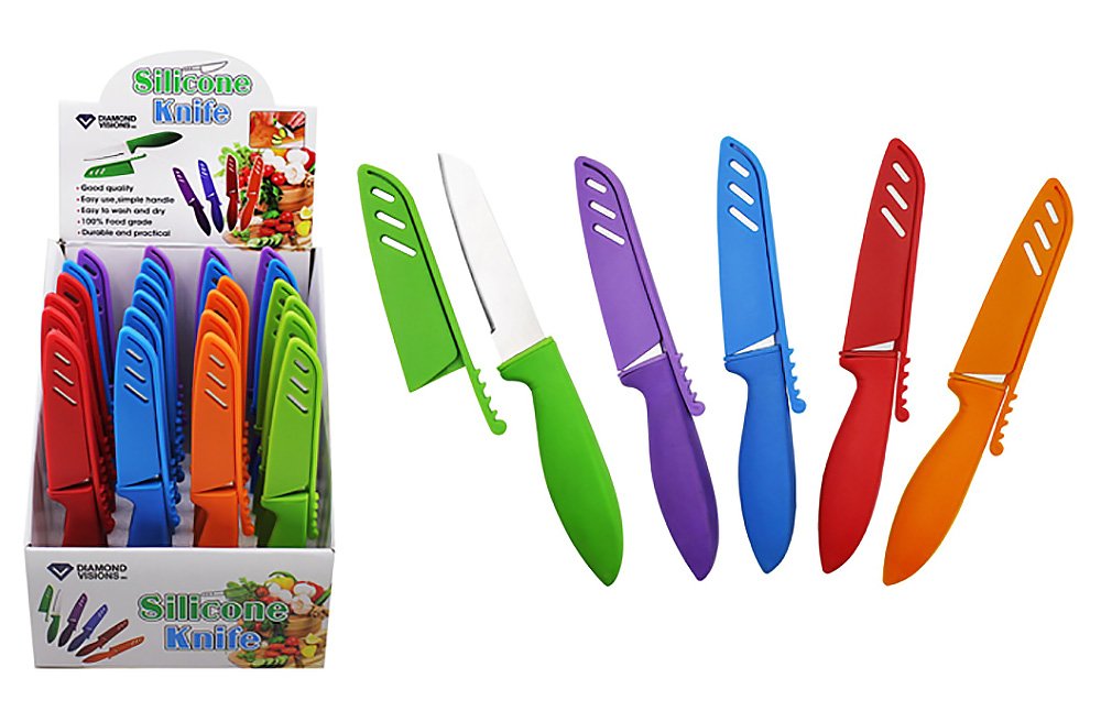 Diamond Visions 11-1810 Covered Knife with Silicone Grip MultiPack in Assorted Colors (3 Knives)