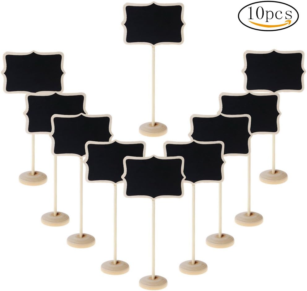 10 PCS Mini Chalkboard, Wowot Wooden Blackboard With Stand Support Easel For Message Board Signs, Lace Shape