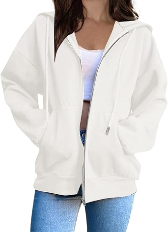 Zip Up Hoodies for Women Oversized Trendy Winter Warm Hooded Sweatshirt with Pockets Long Sleeve Fall Fashion Clothes
