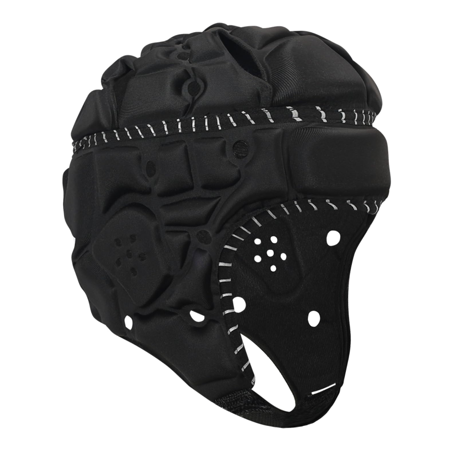 Jormino Soft Shell Padded Helmet, 7v7 Flag Football Headguard with Reflective Strips, Rugby Scrum Cap for Goalie Keeper, Hockey Black โ image 1