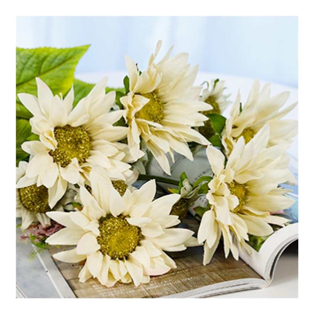XDLEDMKIZ Realistic Artificial Flowers 5pcs, Full of Sunshine and Passion Sunflowers, Fake Flowers for Home Holiday Decoration