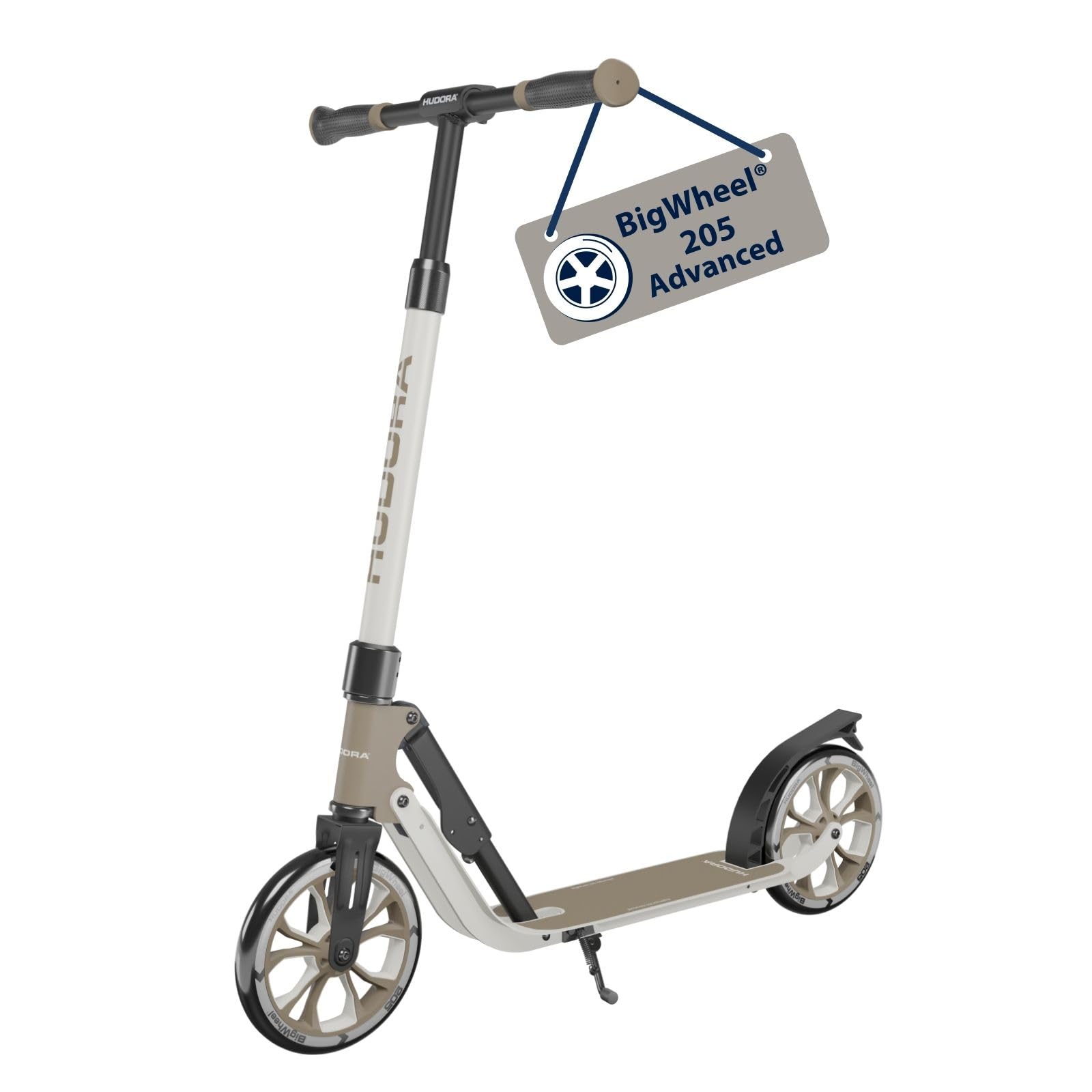 HUDORA BigWheel 205 Advanced Scooter - Patinete de Aluminio cómodo para hasta 100 kg - Patinete Plegable y Ajustable en Altura - Scooter para niños/Adolescentes y Adultos