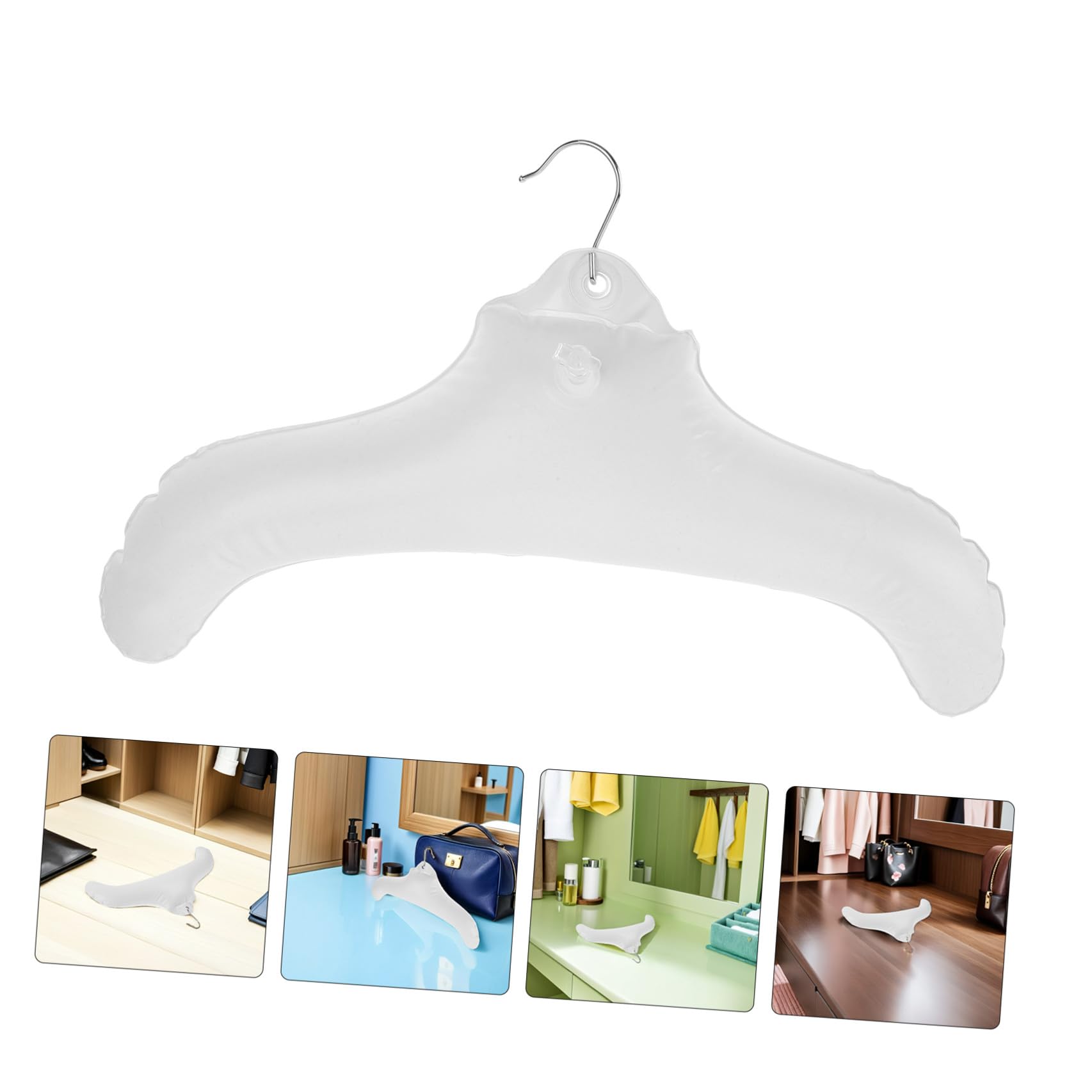 OUNONA Set 8 Grucce Gonfiabili in Pvc Bianche Pieghevoli da Viaggio, Appendiabiti Portatili per Asciugare Biancheria, Organizer Compatto per Casa, Armadio e Viaggi