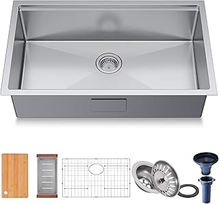 32" Undermount 18 Gauge 304 Stainless Steel Single Bowl Workstation Kitchen Sink with Accessary in 32"Lx19"Wx10"D