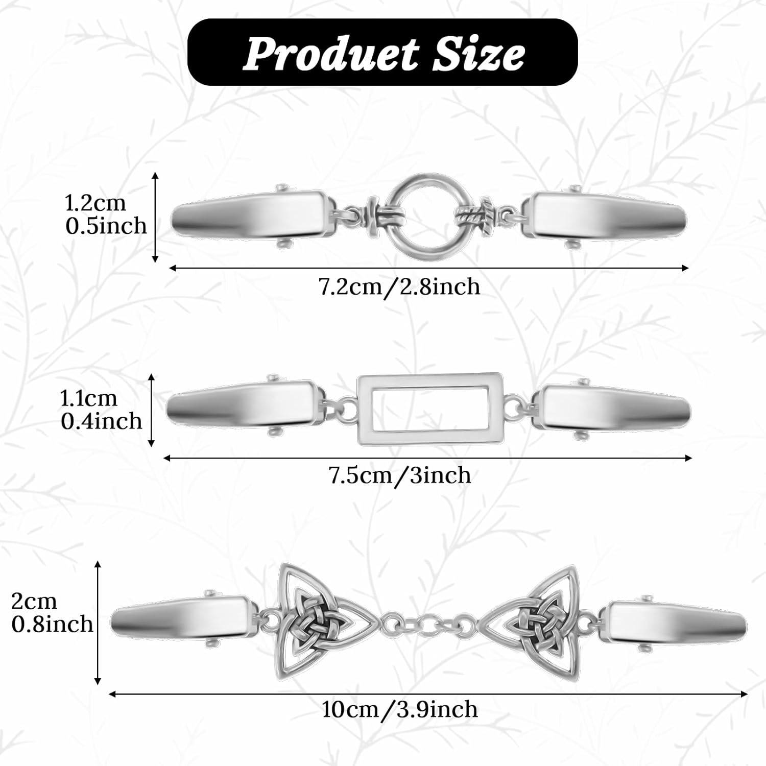 Vintage Dress Clips Back Cinch, Shawl Sweater Brooch Shirt Clips for Women Clothing Waist Cincher Clip Retro Cardigan Collar Clips Scarf Clip for Women Girls, 3 Styles, Silver