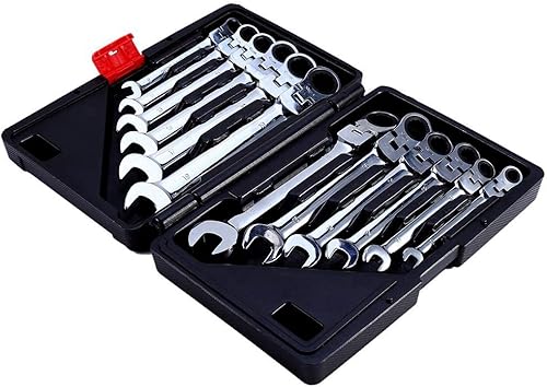 Miniatura 7 de Greensen Juego de llaves combinadas métricas de trinquete de 12 piezas, acero al cromo vanadio, 0.315-0.748 in con caja de almacenamiento