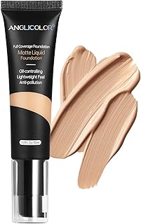 Anglicolor Foundation,Face Foundation Matte,Foundation Full Coverage,Oil-Control Concealer,Long Lasting,Waterproof,Great C...