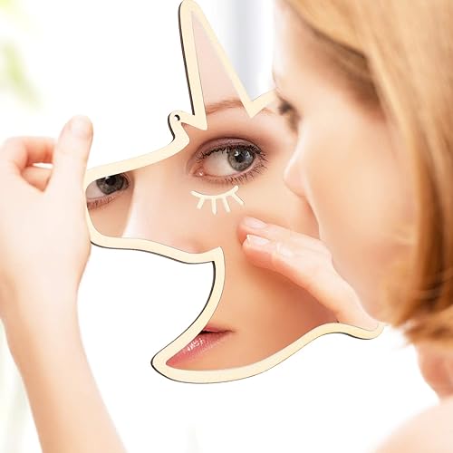 Miniatura 6 de BESPORTBLE Calcomanías de unicornio para habitación de niños y niñas, espejo acrílico, decoración de habitación, espejo de pared fácil de instalar