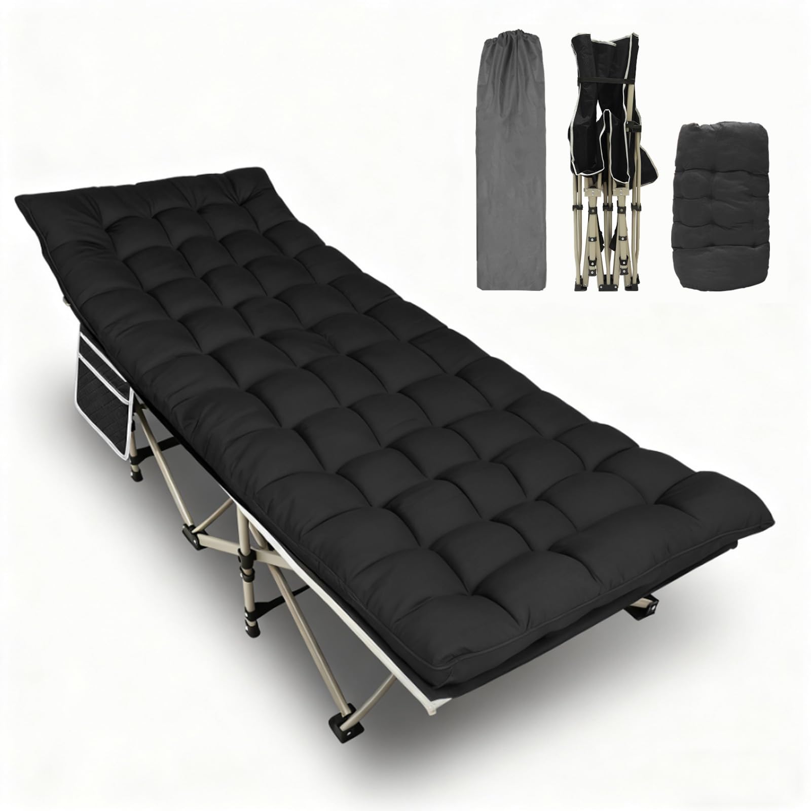 TCE Camping Cot with Mattress for Adults 71cm Wide Sleeping Cot for Camping