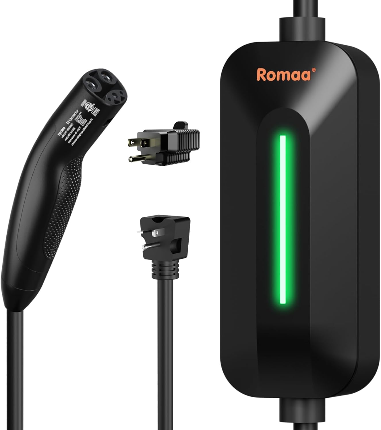 Level 2 & Level 1 EV Charger for Tesla Mobile Charing, 16 Amp 220V-240V NEMA 6-20 Plug, 12A 110V-120V NEMA 5-15 Adapter, 25FT Cable, NACS Connector Electric Car Charger for Tesla Model 3/Y/X/S