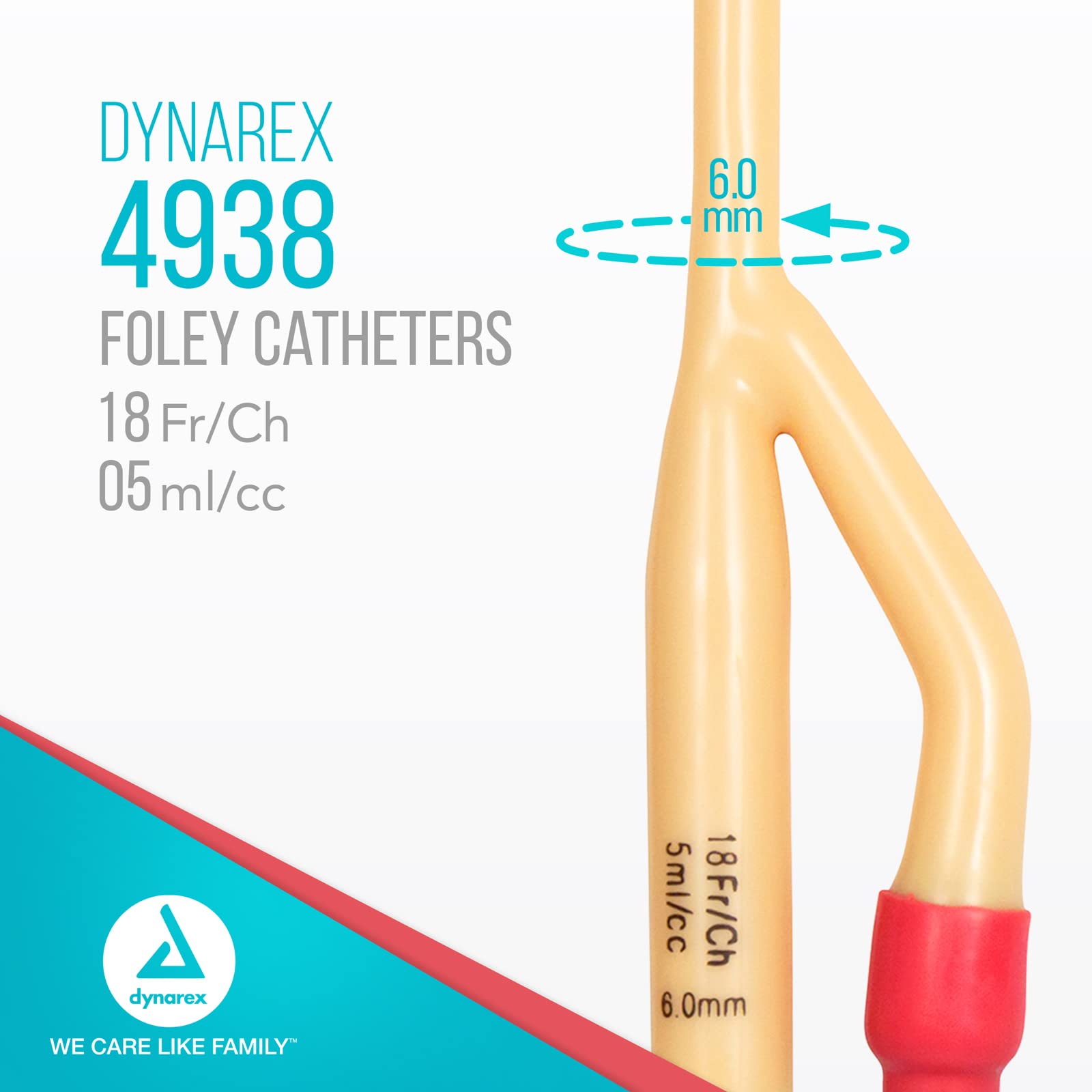 Dynarex Foley Catheters, Sterile Individually Packaged, Medical-Grade, Soft and Flexible 2 Way Urinary Catheter, 5 cc, 18FR, 1 Case of 100 Foley Catheters (10 Boxes of 10)
