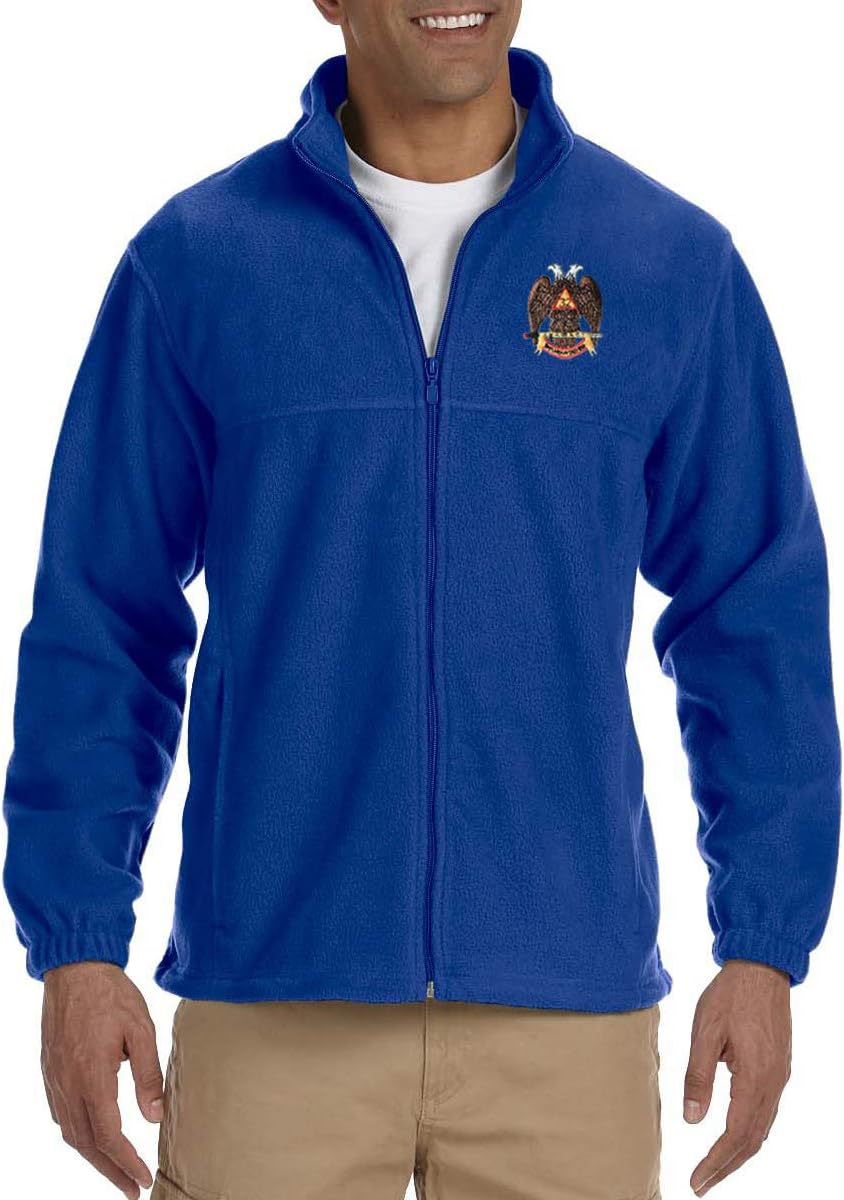 32nd Degree Embroidered Masonic Men's Fleece Full-Zip Jacket
